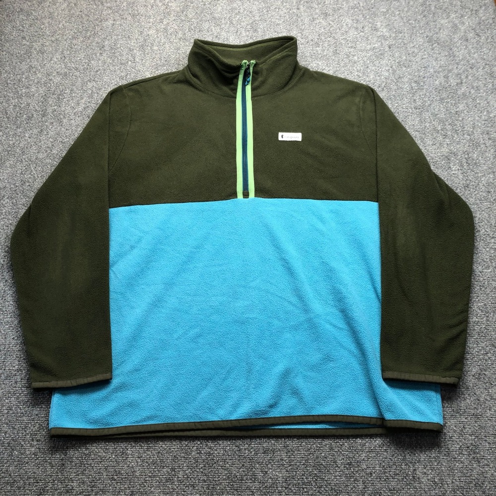 Cotopaxi Teca Fleece Pullover Mens XXL Green Blue Colorblock Quarter Zip Jacket